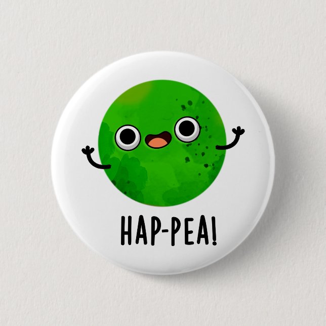 Hap-pea Funny Lycklig Pea Pun Knapp (Framsida)