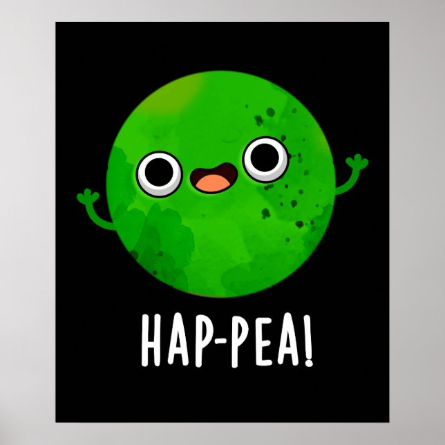 Hap-pea Funny Lycklig Pea Pun Mörk BG Poster (Framsidan)
