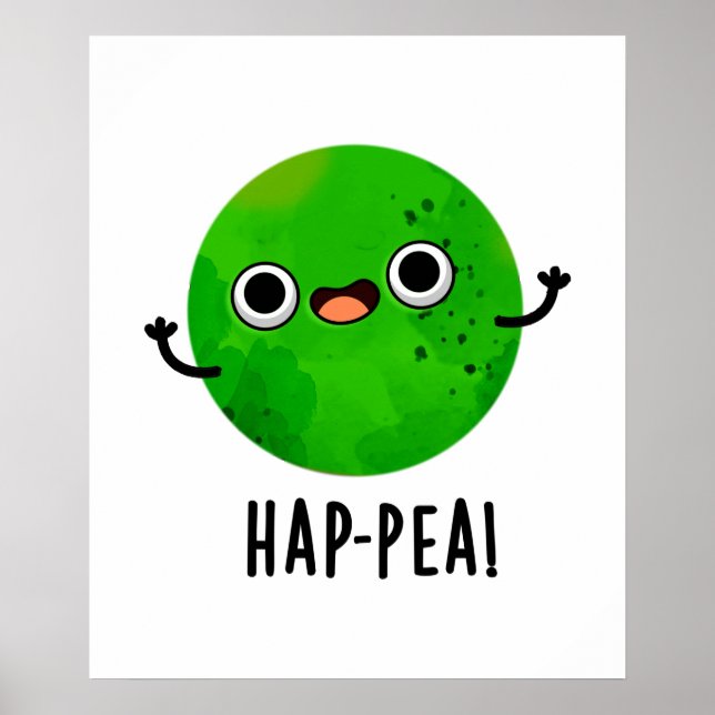 Hap-pea Funny Lycklig Pea Pun Poster (Framsidan)