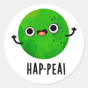 Hap-pea Funny Lycklig Pea Pun Runt Klistermärke