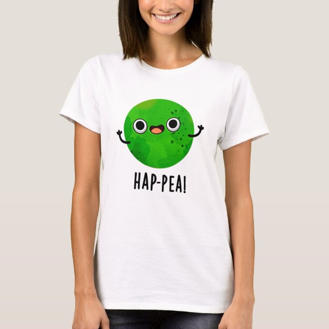 Hap-pea Funny Lycklig Pea Pun T Shirt (Framsida)