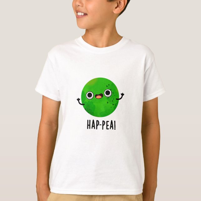 Hap-pea Funny Lycklig Pea Pun T Shirt (Framsida)