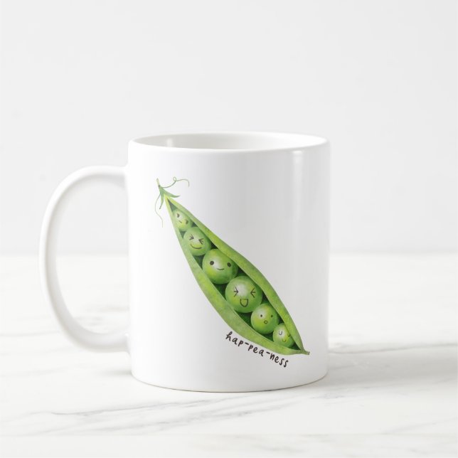 Hap-pea-ness Funny Sweet äras Illustration Kaffemugg (Vänster)