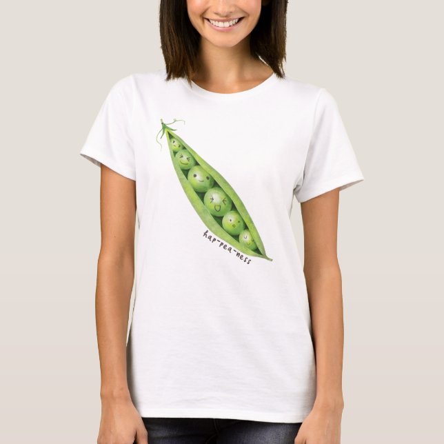 Hap-pea-ness Grönt Sweet ärtor i en Pod T Shirt (Framsida)