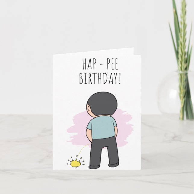 Hap-Pee Funny Birthday Card Kort (Framsida)