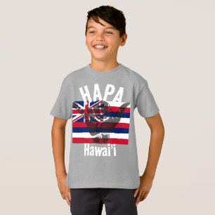 HAPA HAWAII HI Flagga TRIBAL SHAKA BG Wht T Shirt