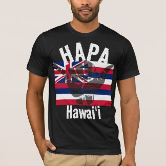 HAPA HAWAII HI Flagga TRIBAL SHAKA BG Wht T Shirt