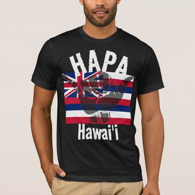 HAPA HAWAII HI Flagga TRIBAL SHAKA BG Wht T Shirt (Framsida)