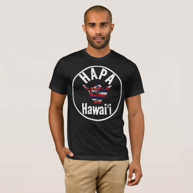 HAPA HAWAII TRIBAL HI Flagga SHAKA T Shirt (Hel framsida)