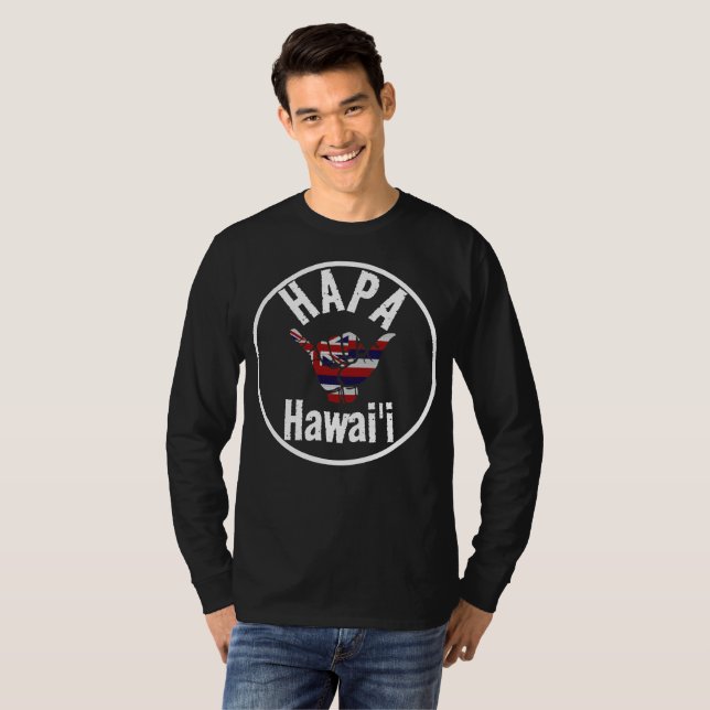 HAPA HAWAII TRIBAL HI Flagga SHAKA T Shirt (Hel framsida)