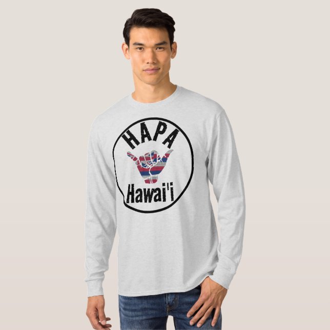HAPA HAWAII TRIBAL HI Flagga SHAKA T Shirt (Hel framsida)