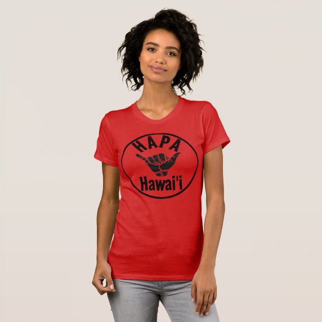 HAPA HAWAII TRIBAL SHAKA T SHIRT (Hel framsida)