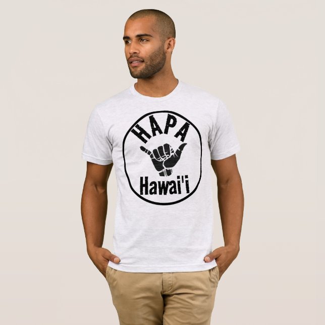 HAPA HAWAII TRIBAL SHAKA T SHIRT (Hel framsida)