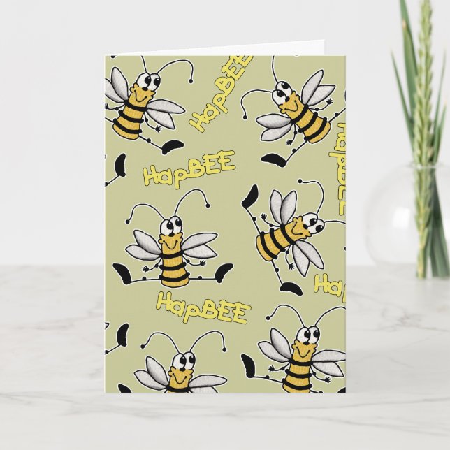 HapBEE Bee Collage Birthday Kort (Framsida)