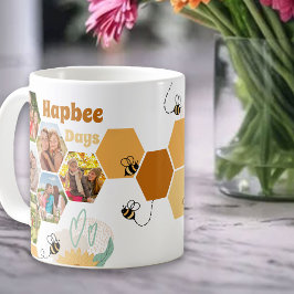 Hapbee Days 7 Photo Collage Bee and Honeycomb Kaffemugg