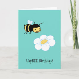 HapBEE (lycklig) Birthday Bee Flower Kort