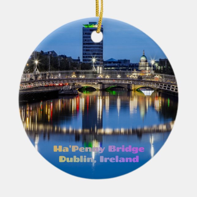 Ha'Penny Bridge, Dublin, Irland Julgransprydnad Keramik (Framsidan)