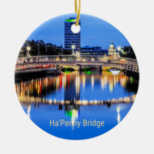 Ha'Penny Bridge, Dublin, Irland Julgransprydnad Keramik