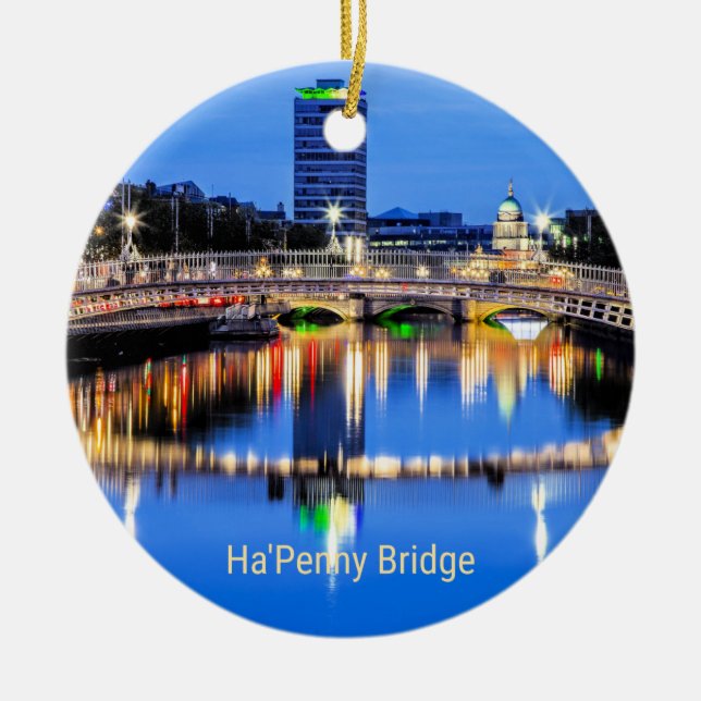 Ha'Penny Bridge, Dublin, Irland Julgransprydnad Keramik (Framsidan)