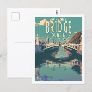 Ha'penny Bridge Dublin Vintage Berömd Travel Ställ Vykort