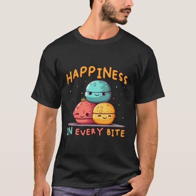 Hapess i varje Bita Macaron Macaron T Shirt (Framsida)