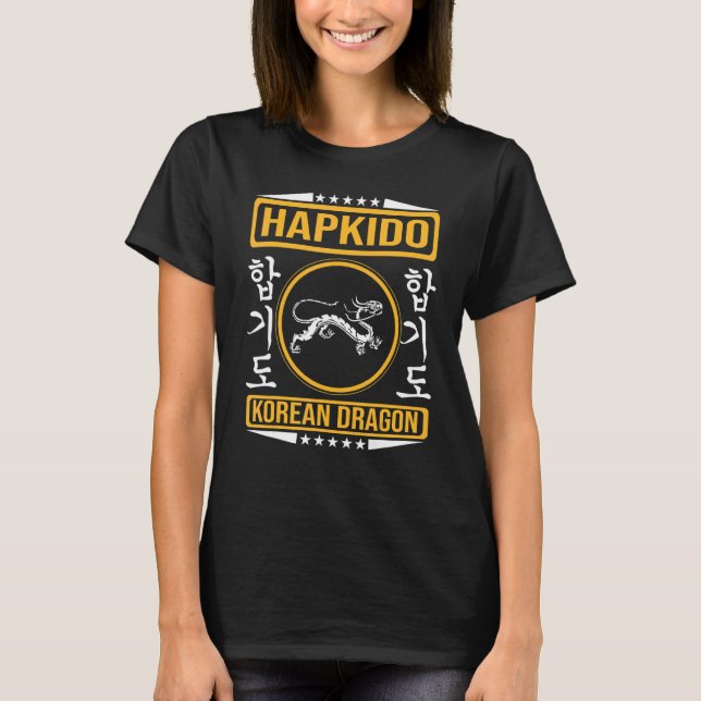 Hapkido med koreansk drake för Hapkido T Shirt (Framsida)