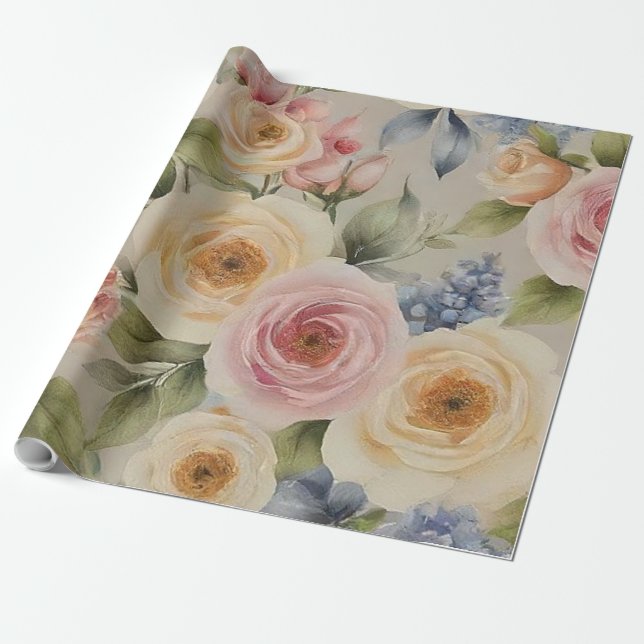 häpnadsväckande blomdesign omslagsark presentpapper (Utrullad)