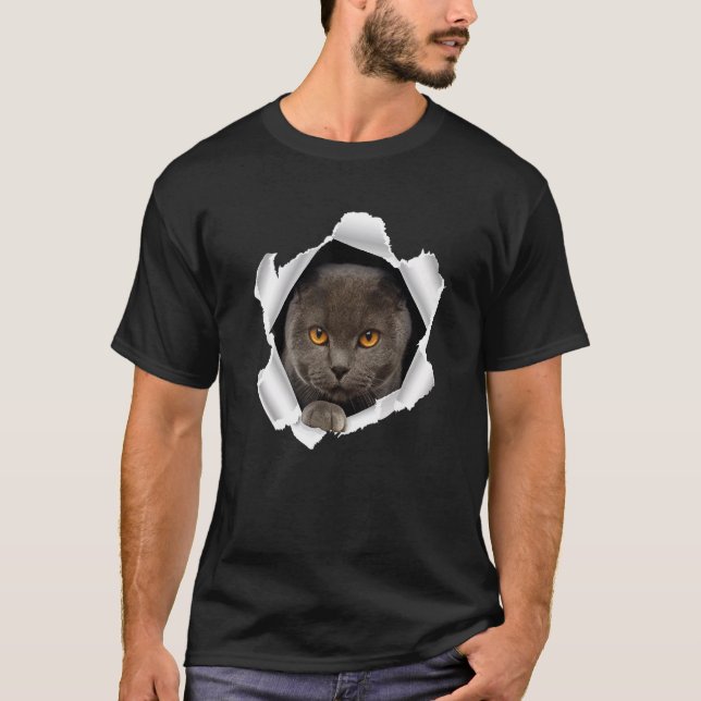 häpnadsväckande brittisk korthårig sönderriven klä t shirt (Framsida)