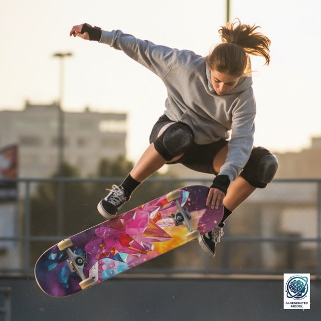 Häpnadsväckande explosion av färg Bismutkristaller Mini Skateboard Bräda 18,5 Cm (Colorful Explosion of Bismuth Crystals Skateboard Cover Photo)