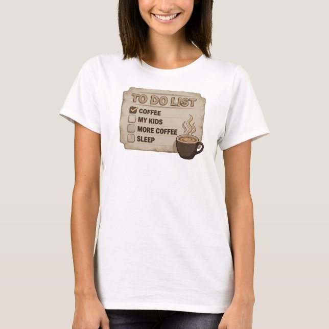 Häpnadsväckande Guld KAFFE FÖRST RÄDDA VÄRLDEN T-s T Shirt (Framsida)