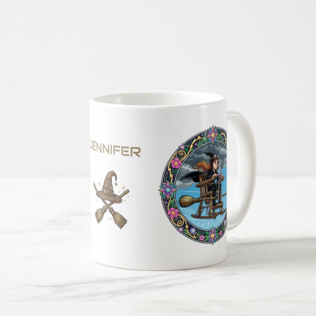 Häpnadsväckande häxflygare kaffemugg (Framsida höger)