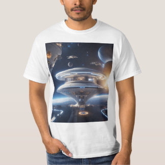 Häpnadsväckande illustration av rymdstation | t shirt