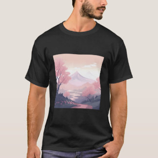 Häpnadsväckande K Blossom Landskap Handmålat Arbet T Shirt