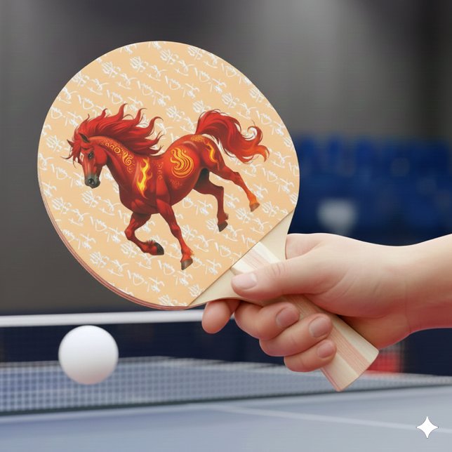 Häpnadsväckande kinesiskt år för den eldiga hästen pingisracket (Stunning Year of the Fire Horse 2026 Table Tennis Paddle Cover Photo)