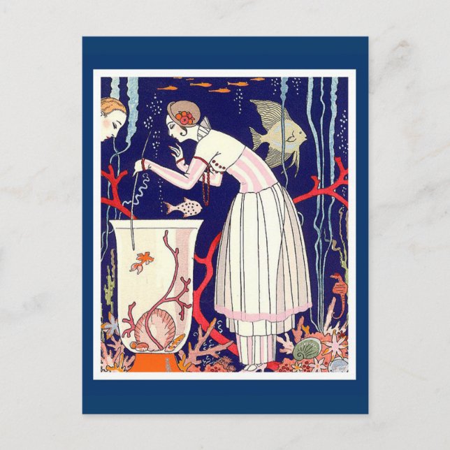 HÄPNADSVÄCKANDE LITEN FISK, KONSTDEKORATIVT SKÖNHT VYKORT (Framsida)