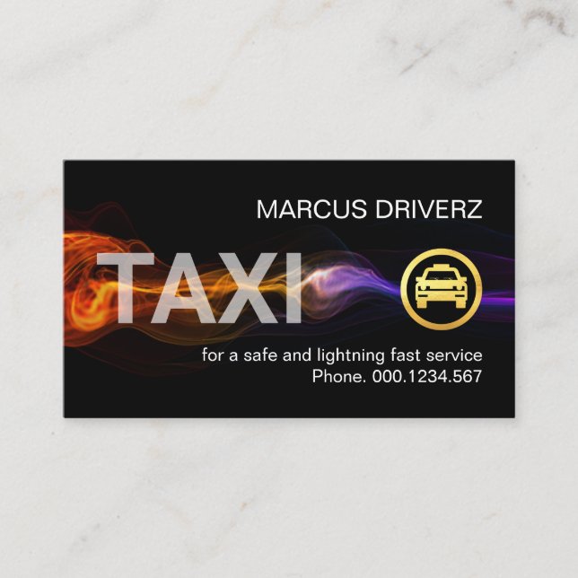 Häpnadsväckande Snabb Blixt Taxi Tjänst Visitkort (Framsida)