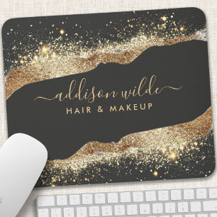 Häpnadsväckande svart och guld glitter script affä musmatta