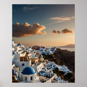 Häpnadsväckande utsikt över Santorini Poster