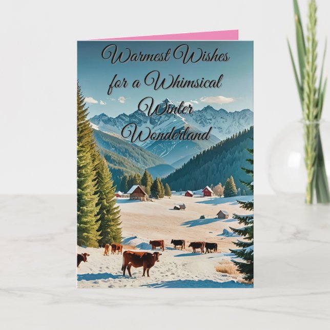 häpnadsväckande vinterlandskap med snötäckta kulla kort (Framsida)