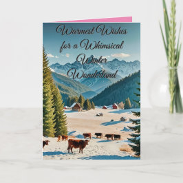 häpnadsväckande vinterlandskap med snötäckta kulla kort