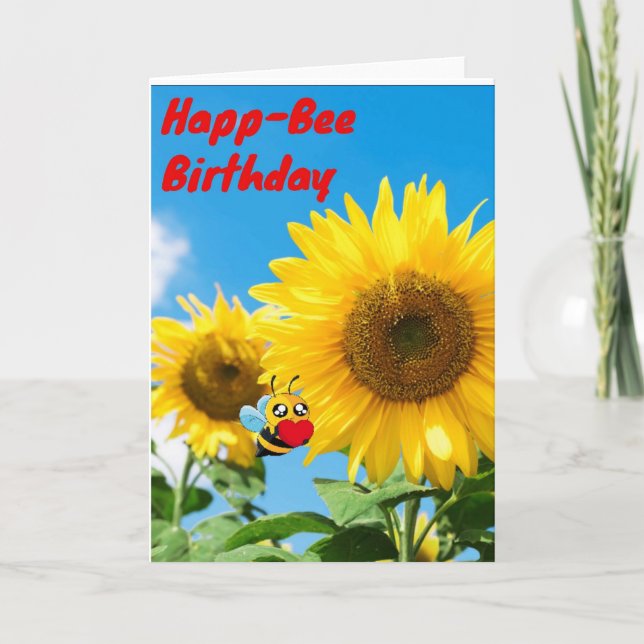 Happ-Bee Birthday Kort (Framsida)