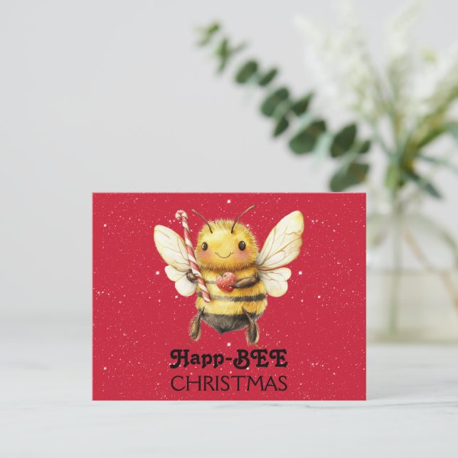 Happ-BEE Christmas  Bee Vykort (Stående Fram)