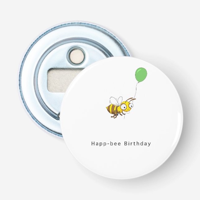 Happ-bee Födelsedag. Födelsedagspresent Flasköppnare (Framsidan)