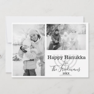 Happ Hanukka Family 2 Photo Black White Julkort