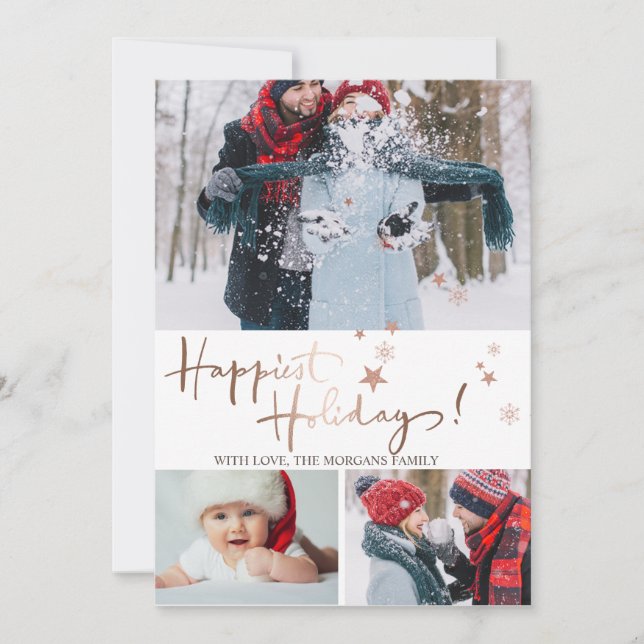 Happest Helgdagar Stars Photo Collage Meddelande (Framsida)