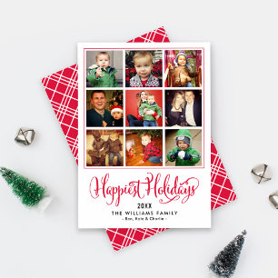 Happest Helgdagars Red Photo Collage Julkort