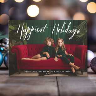 Happest Helgdagars Retro Fullt Photo - Funky Rand Julkort