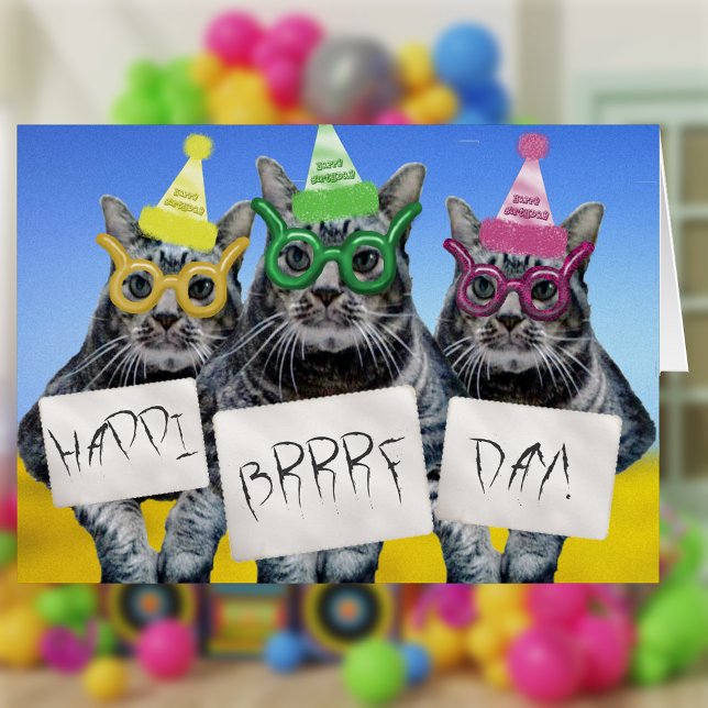 Happi Brrf Day Kattunge Trio Hälsningskort (Skapare uppladdad)