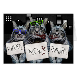 Happi New Rawr Kattunge Trio Hälsningskort