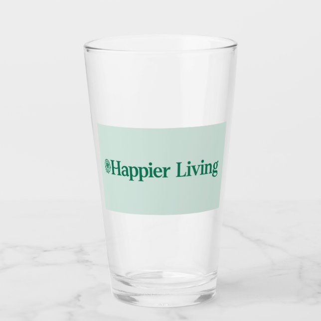 HAPPIER LEVANDE dricksglas Glaskopp (Framsida)